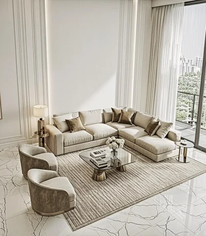 Luxury 3 BHK flat interior in India